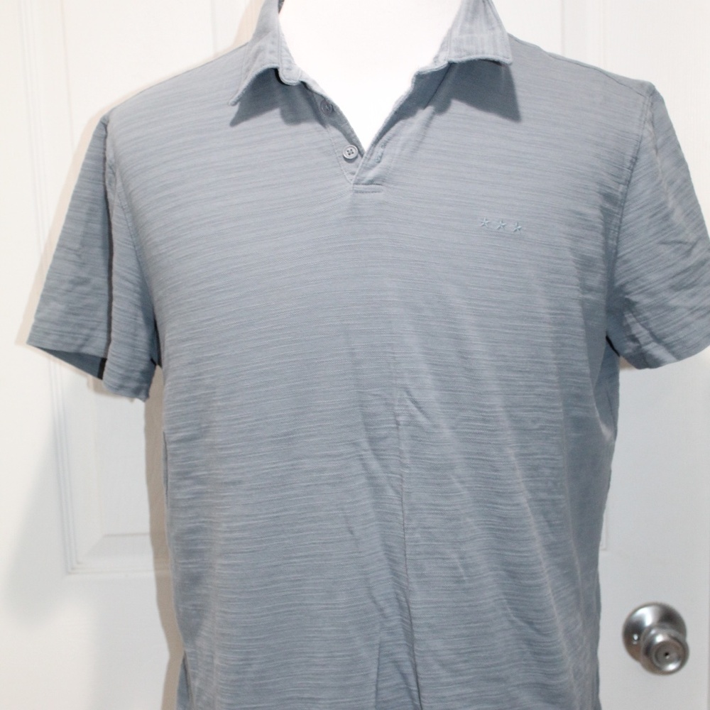 John Varvatos Star Men’s Polo Slate Blue 100% Cotton Slub VGC Peru Size XL